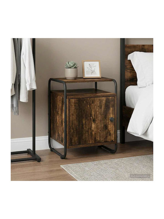 Wooden Bedside Table With Black Metal Legs 40x3...