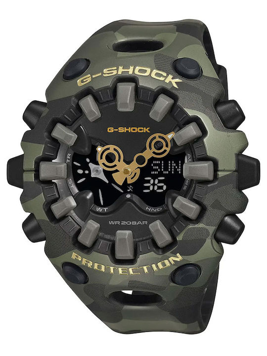Casio Digital Men's Battery Watch with Green Rubber Strap