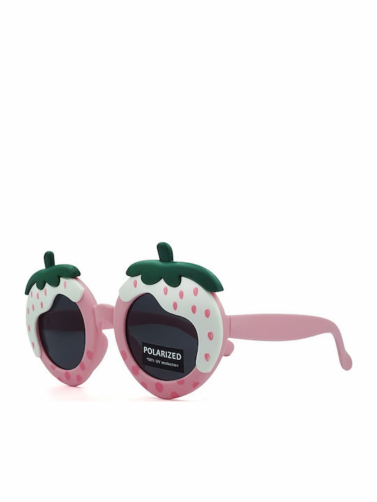 Kiddos Round Kids Sunglasses with Polarized Pink Lens