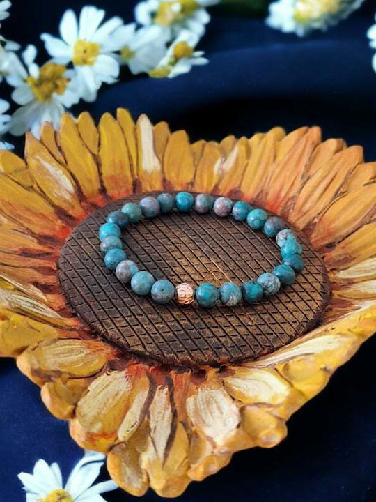Brățară Naturală Howlite Turcoaz Americană Zina Piatra 925 Argint Accesorii Aur Roz
