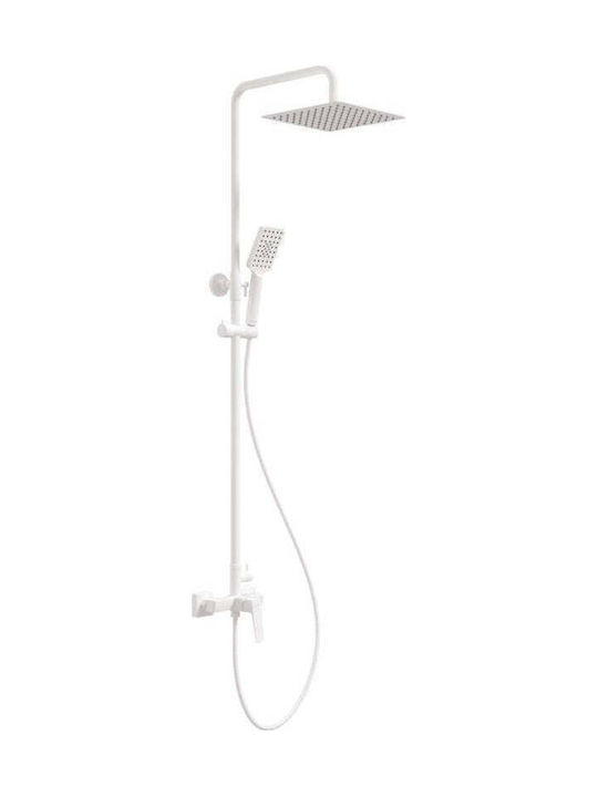 Deante Duschsäule mit Wannenbatterie Silber