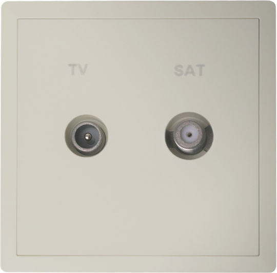 Πρίζα Tv-sat Διελεύσεως 10db Γκρι Ανοιχτό Lineme Gena 50-00634-32