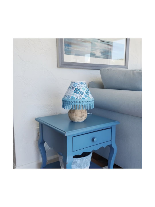 Oxygen Table Lamp for E27 Fitting with Blue Shade and Base