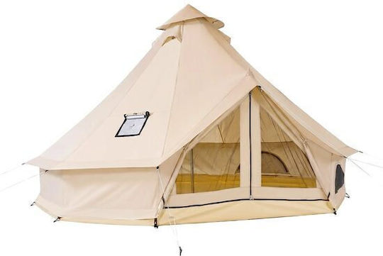 Vivatechnix Cort Camping Tip Teepee de Depozitare Bej cu Dublu Material 4 Anotimpuri 500x500 cm