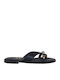 Leder Flache Sandalen Für Damen Schwarz