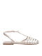 Deri Leather Flache Sandalen für Damen in Creme