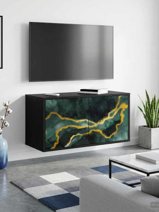 TV-Ständer Wijhe Schwarz Eiche M69xT33xH40cm