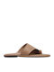 Leder Flache Sandalen Für Damen Beige Antirou