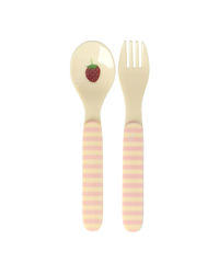 Rice Set of Baby Cutlery Made of Pink Melamine 2 Pieces