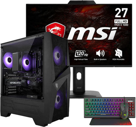 Vengeance Gravitas-V8 MSI Edition Настолен компютър Ryzen 5-5500 16GB DDR4 512GB SSD GeForce RTX 3050 Без операционна система и Монитор Msi Pro MP272PMG