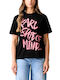 Karl Damen T-Shirt Schwarz-Rose