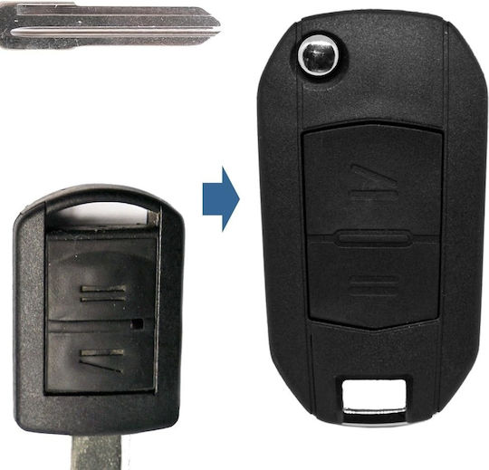 Husă Transformatoare Pentru Chei 2 Butoane Flip Hu46 Compatibil Opel – Corsa C Meriva A Tigra B Combo