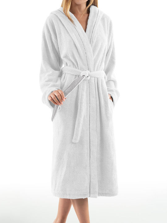 Guy Laroche Casual Hooded Bathrobe White 400gsm