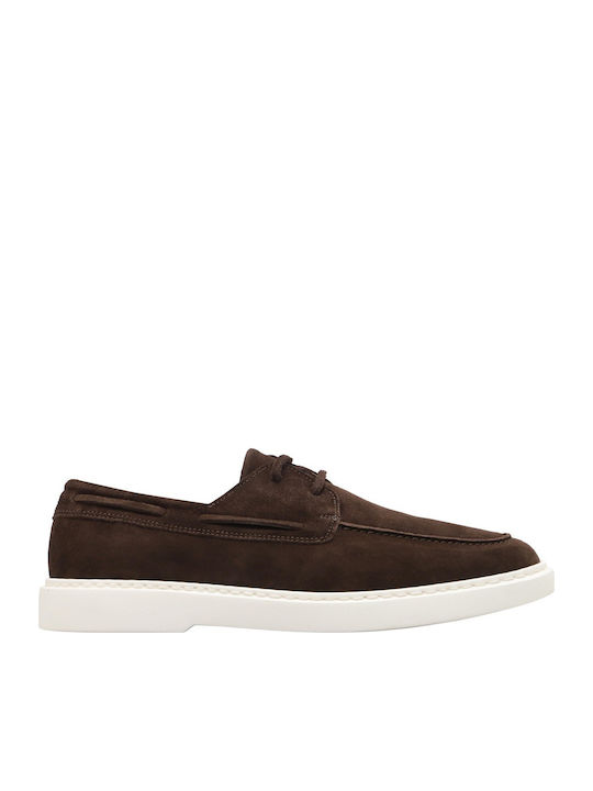Καλογήρου Suede Ανδρικά Loafers σε Καφέ Χρώμα