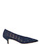 Suede Heels with Low Heel Navy Blue Heels