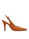 Leder Pumps mit Hochem Absatz Tabac