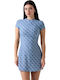 Καλοκαιρινό Mini T-shirt Φόρεμα Μπλε