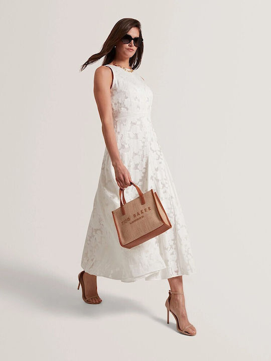 Ted Baker Summer Midi Shirt Dress Satin White