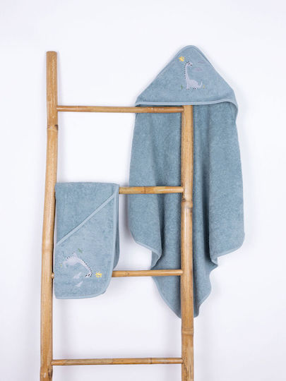 Sunshine Baby Hooded Towel with Hood Fluffy Blue Dino 75x75cm