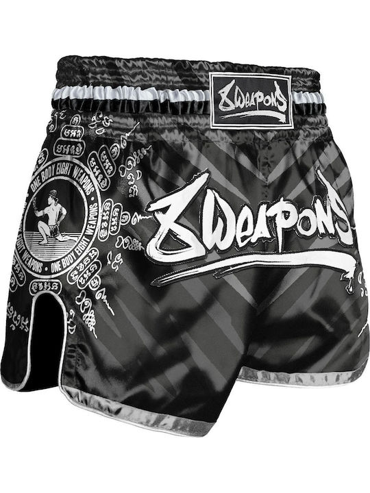 Pantaloni De Box Muay Thai 8 Weapons 8 Ways Yant Negru Argintiu