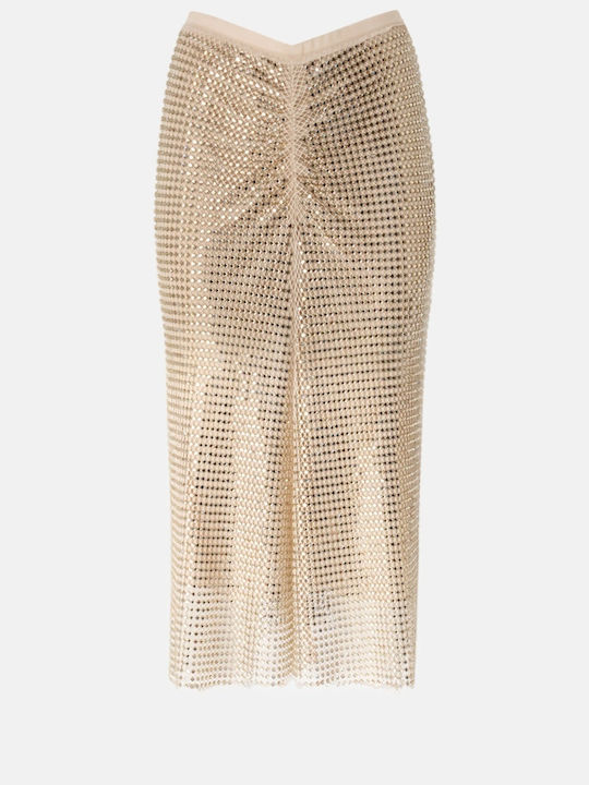 Pinko High Waist Midi Skirt Gold