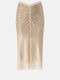 Hoch Taille Midi Rock Gold