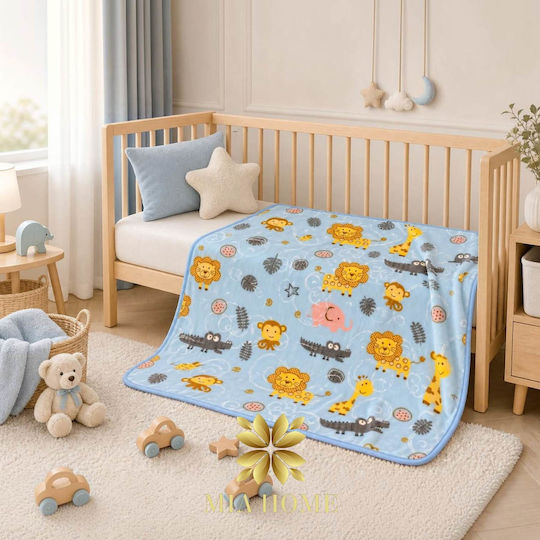 Mia Home Κουβέρτα Κούνιας Βελουτέ Γαλάζια 110x140εκ.