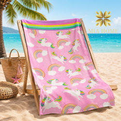 Mia Home Kinder-Strandtuch 75x150 Rosa Einhorn