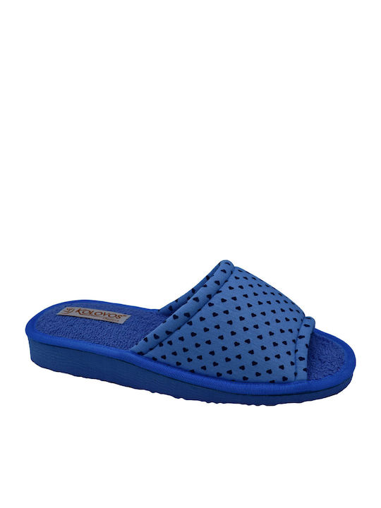 Terry Damen Hausschuhe Sliders Hellblau