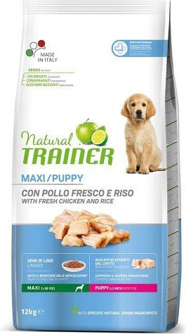 Natural Trainer 12kg Dry Dog Food for Puppies of Large Breeds with Chicken and Turkey