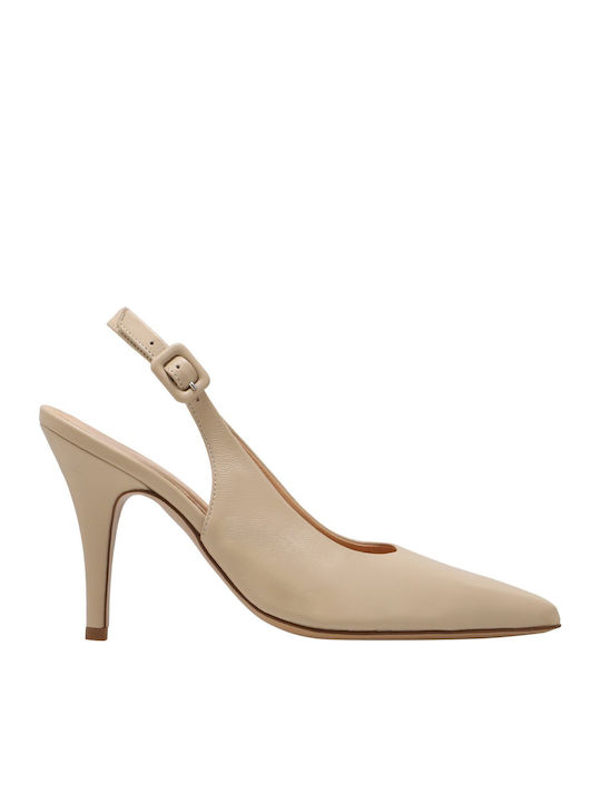 Kalogirou Leder Pumps mit Hohem Absatz Beiges
