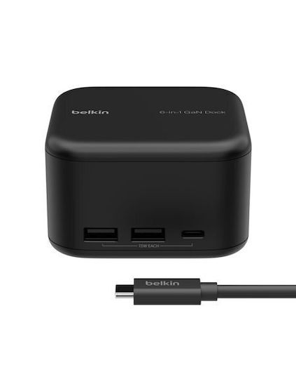 Belkin Dock USB-C 6-в-1 Core GaN 130W Докинг станция USB-C с 4K PD Ethernet Черна