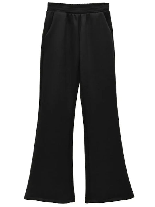 Damen Stoffhose mit Gummiband in Regulärer Passform Schwarz