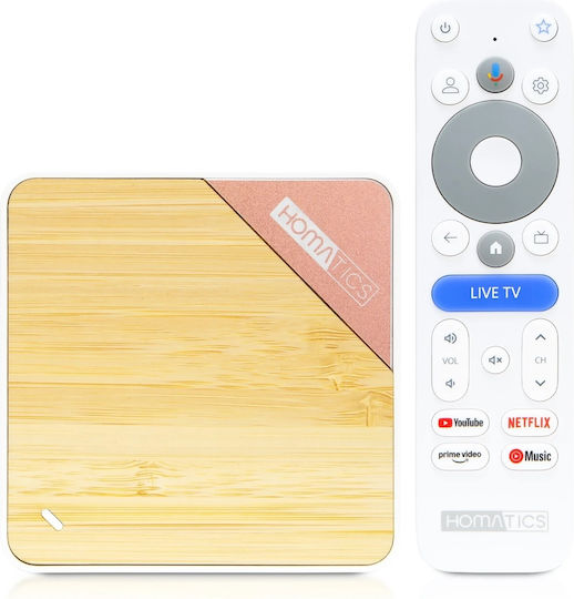 Homatics TV-Box Box 4K V2 4K Ultra HD mit Wi-Fi USB 2.0 2GB Arbeitsspeicher und 32GB Speicher mit Betriebssystem Android 12.0 und Google Assistant