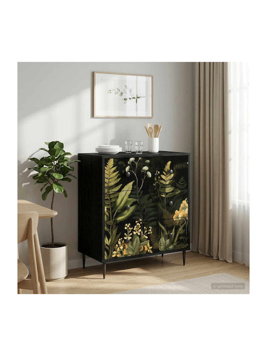 Rhenen Sideboard Holz mit Schubladen Schwarze E...