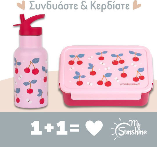 A Little Lovely Company Ανοξείδωτο Παιδικό Σετ Φαγητού 0.35lt Ροζ 20 x 7.3 x 7.3εκ.