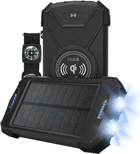 PowerPlus Соларна външна батерия 10000mAh 1.2W Черна
