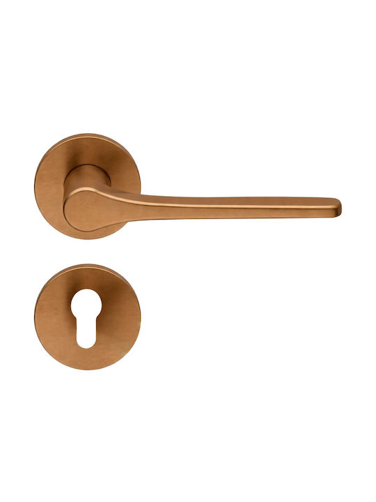 Ilavio Middle Door Lever Rosette Pair Copper Aged