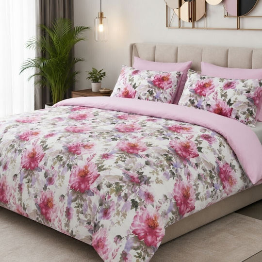 Pucioasa Duvet Cover Set 240x250cm Double With 2 Pillowcases & 1 Bed Sheet Light Blue