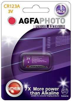 AgfaPhoto Lithium-Batterie CR123A 3V Einweg (Lange Lebensdauer) 1 Stück