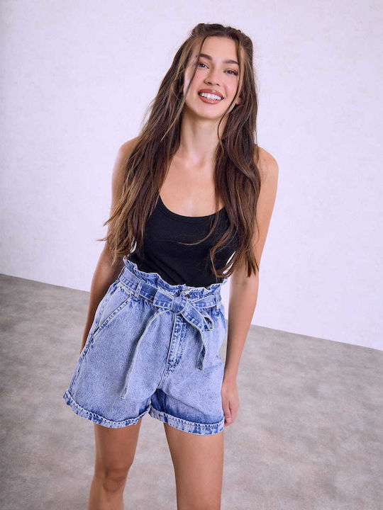 Celestino Damen-Shorts - Bermudas Hellblau Mit Gürtel