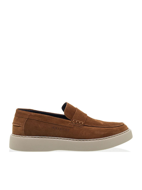 Kricket Δερμάτινα Ανδρικά Loafers σε Καφέ Χρώμα