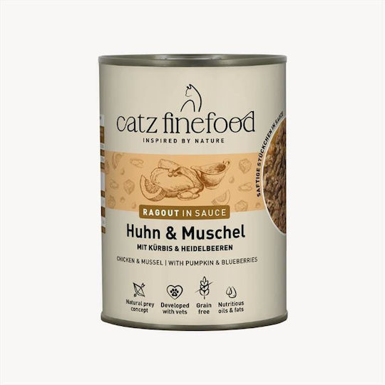 Catz Finefood Υγρή Τροφή για Γάτες με Κοτόπουλο και Μύδια 380gr
