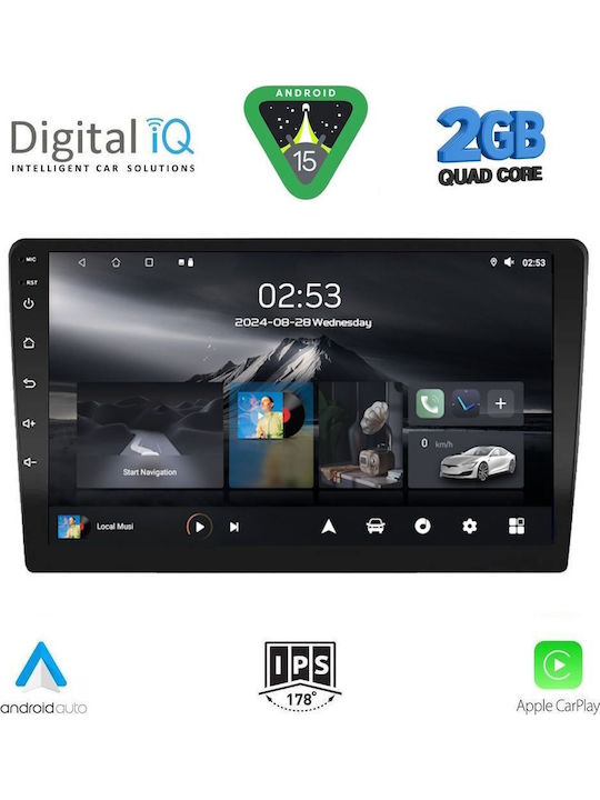 Digital IQ Sistem Audio Auto 2 DIN (Bluetooth/USB/Wi-Fi/GPS/Apple CarPlay/Android Auto) cu Ecran Tactil 9"