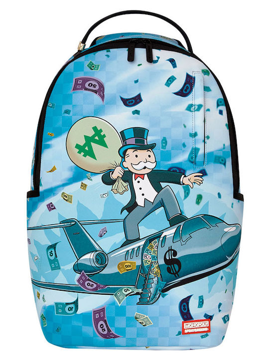 Sprayground Monopoly Jet Rider Dlxsv Σχολική Τσάντα Πλάτης Γυμνασίου - Λυκείου με Θήκη για Παγούρι Γαλάζια 29 x 15 x 45.7εκ