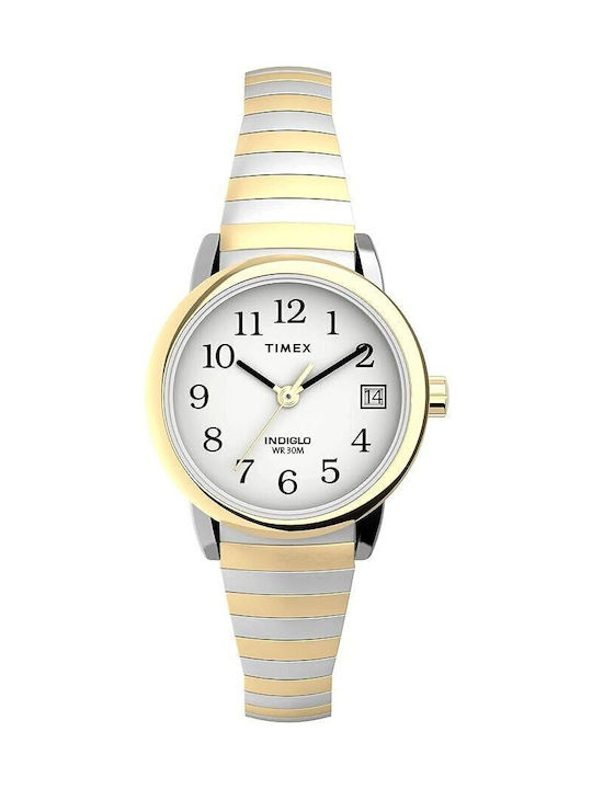 Timex Easy Reader Γυναικείο Ρολόι 25mm Μπαταρίας με Χρυσό Μεταλλικό Μπρασελέ