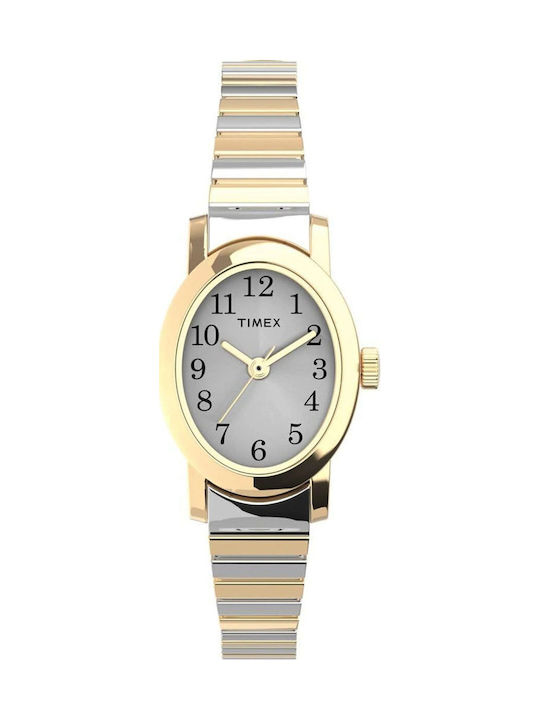 Timex Γυναικείο Ρολόι 25mm Μπαταρίας με Λευκό Μεταλλικό Μπρασελέ