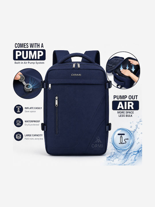 Ormi Rz29053 Backpack Travel 40x20x30cm Cabin Size Air Compression System Laptop Compartment & Large Capacity Dark Blue