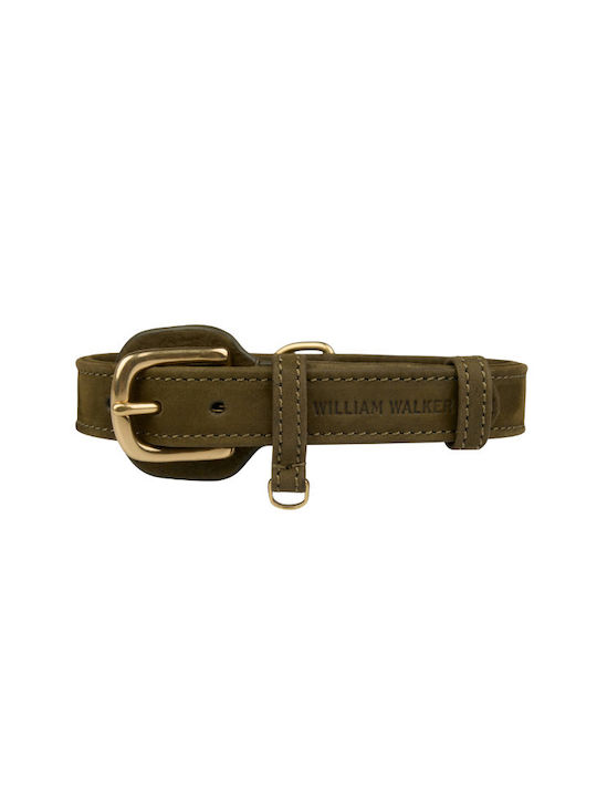William Walker Waterproof Leather Dog Collar Nubuck Green Heritage Collection Size Small 31cm