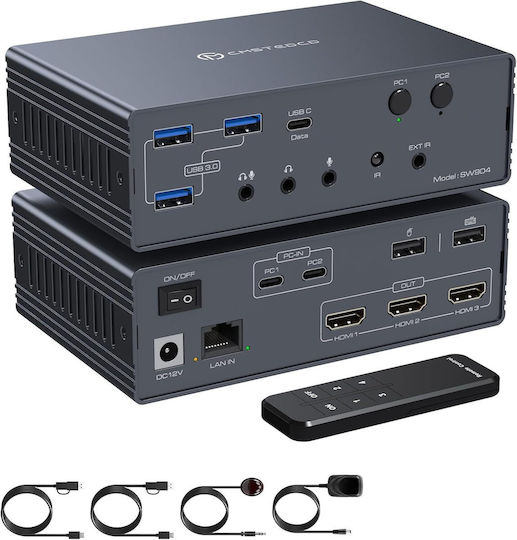 B0FVDC913C KVM & Datenumschalter mit USB-C / HDMI / USB 3.0 / Ethernet